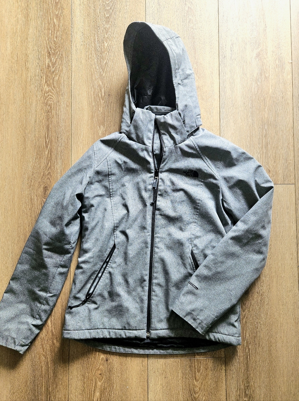 Women's The North Face Heather Gray Hooded Softshell Winter WindWall Coat Jacket